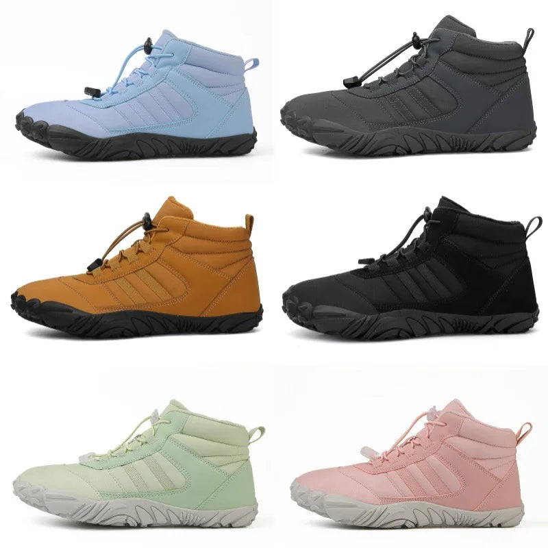 2024 Snow Boots Waterproof Men Winter Shoes Barefoot Ankle Boots Couple Snow Shoes Outdoor Hiking Shoes Fur Warm Plush Boots