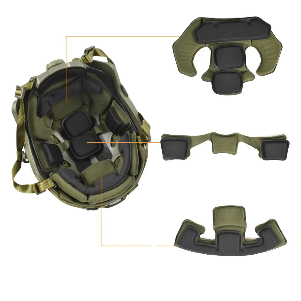 Airsoft Fast Helmet Set Tactical Paintball Helmet with Headset Memory Foam Protective Pad Adjustable Size for Adult Teenager