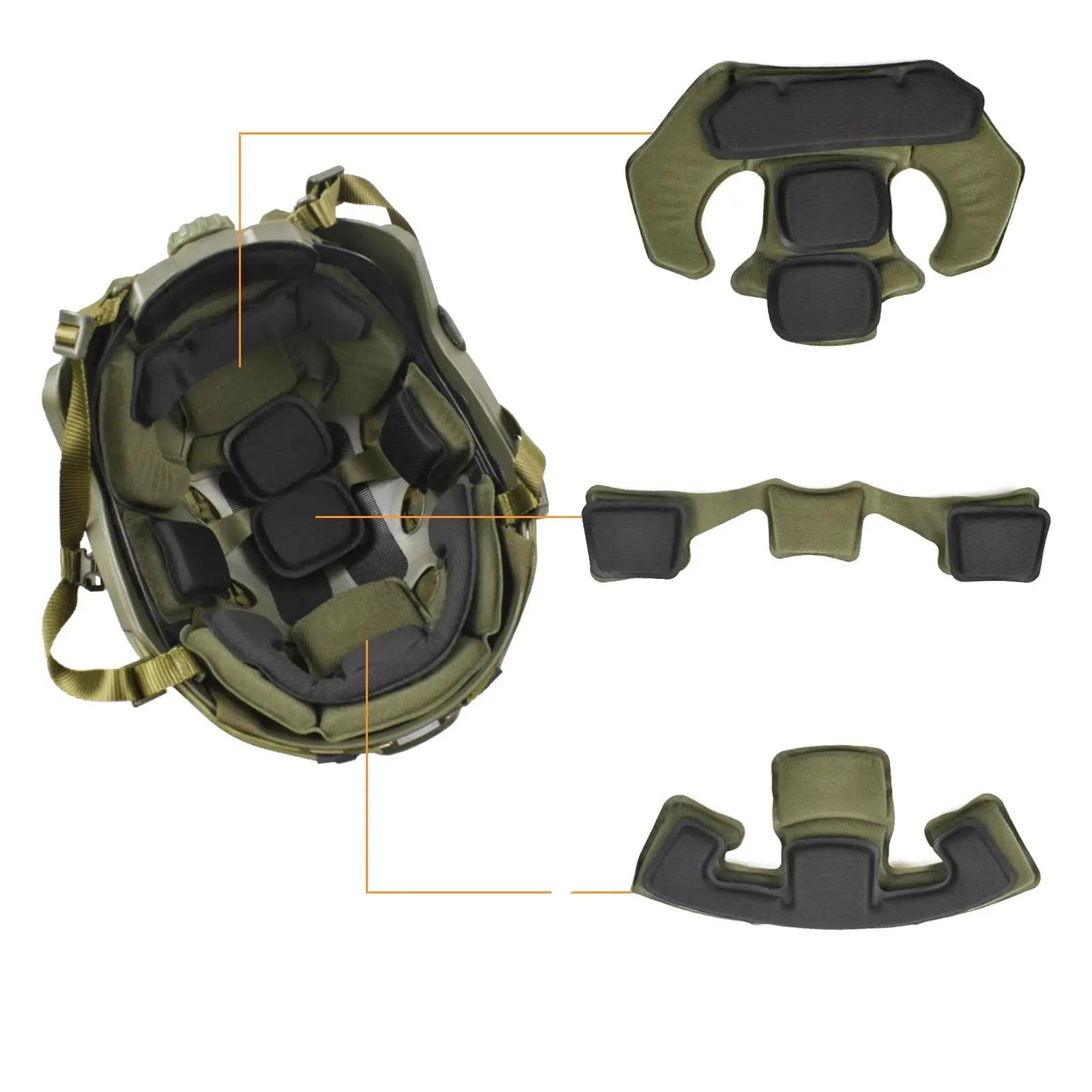 Airsoft Fast Helmet Set Tactical Paintball Helmet with Headset Memory Foam Protective Pad Adjustable Size for Adult Teenager