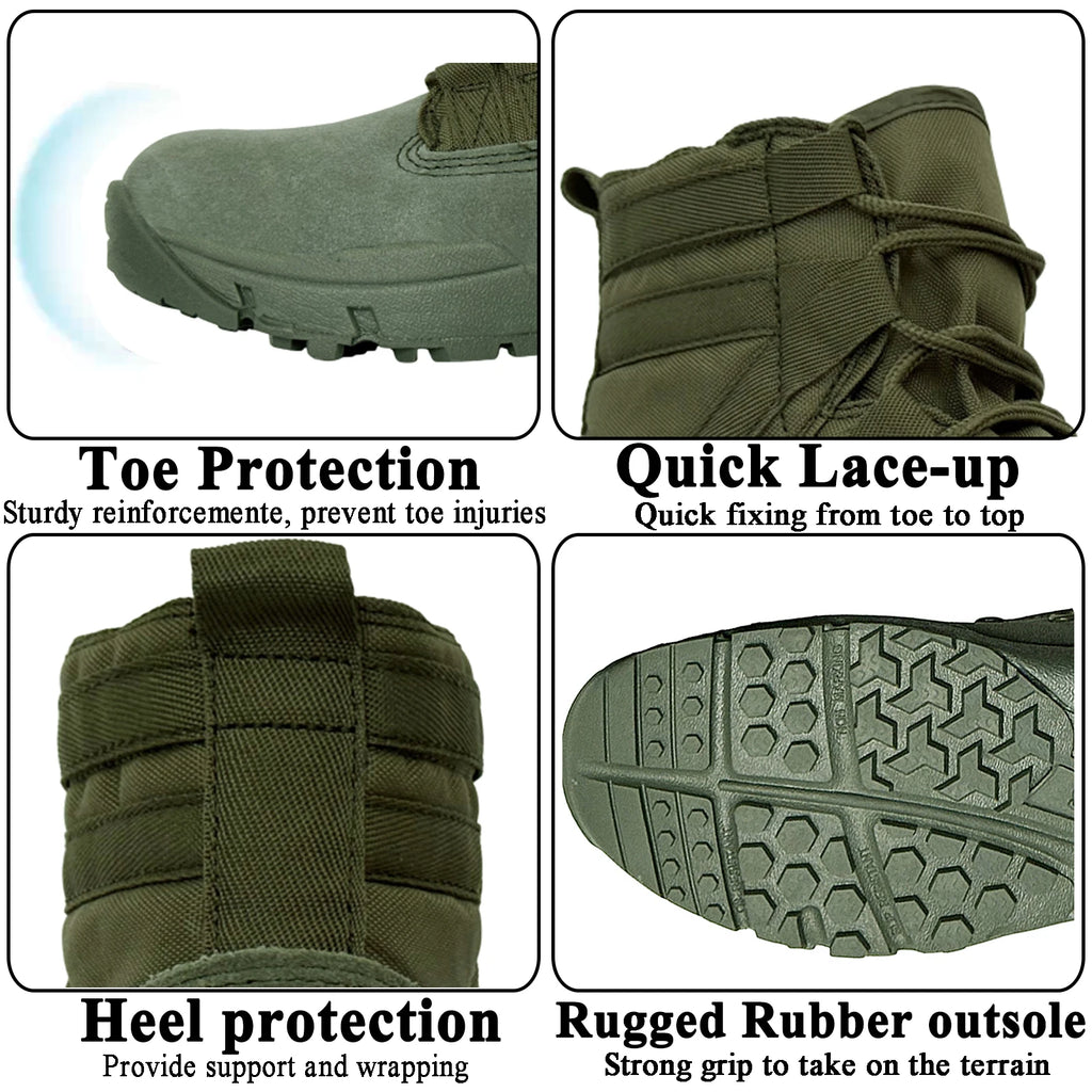 LAHORS® 6 Inch Lightweight Suede Leather Tactical Combat Boot Men Outdoor Hiking Desert Army Shoes Breathable Male Ankle Boots