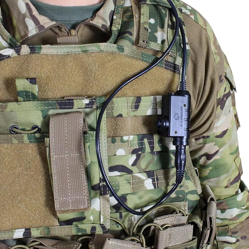 EARMOR M51 PTT Adapter Airsoft Tactical Headset Phone Plug Tactical Headset Accessory Finger Line Button Combination