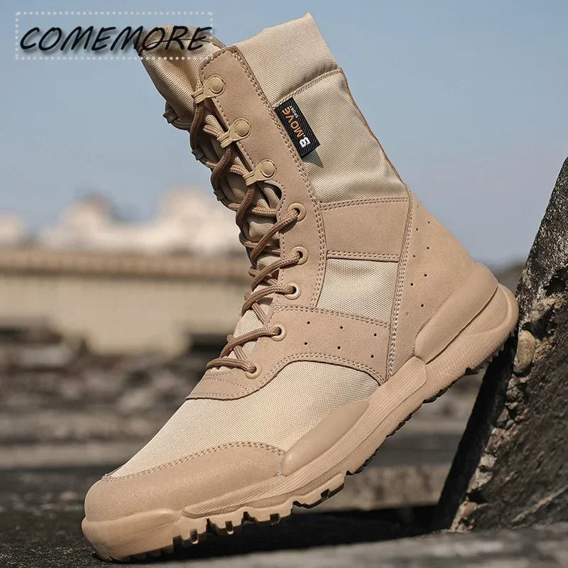 Men's Work Shoes Summer Light Men Ankle Boots Classic Waterproof Lace Up Woman Autumn Fashion Mesh Motorcycle Boots 2025