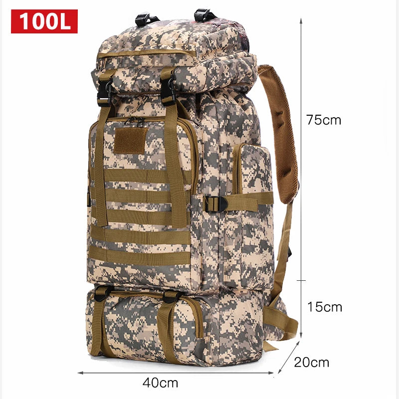 80L/100L  Mountaineering Bag Climb Bag Tactical Backpacks Large Backpack Outdoors Hiking Camping Travel Bags