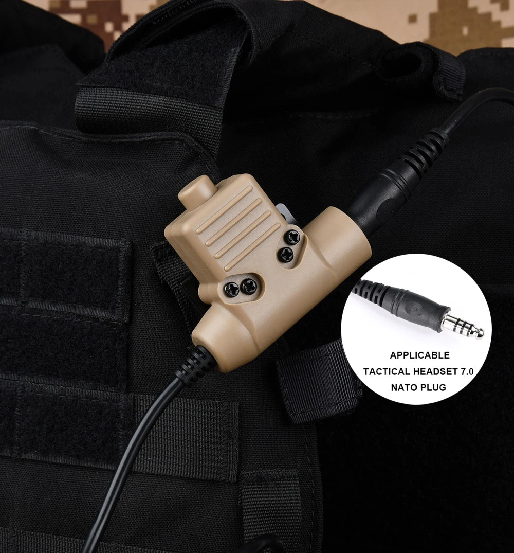 WADSN Military Tactical U94 PTT For  Communication Headset COMTAC Earmor Fit Motorola Midland Baofeng Kenwood Plug Walkie Talkie