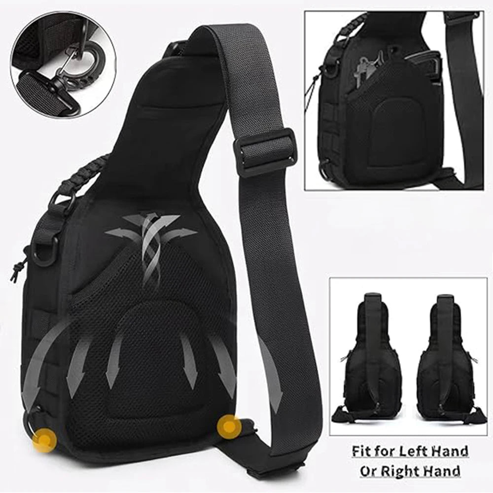 Tactical Sling Bag with Gun Holster Concealed Carry Pistol Bag Crossbody Backpack Molle EDC Shoulder Bag Hunting Chest Pack
