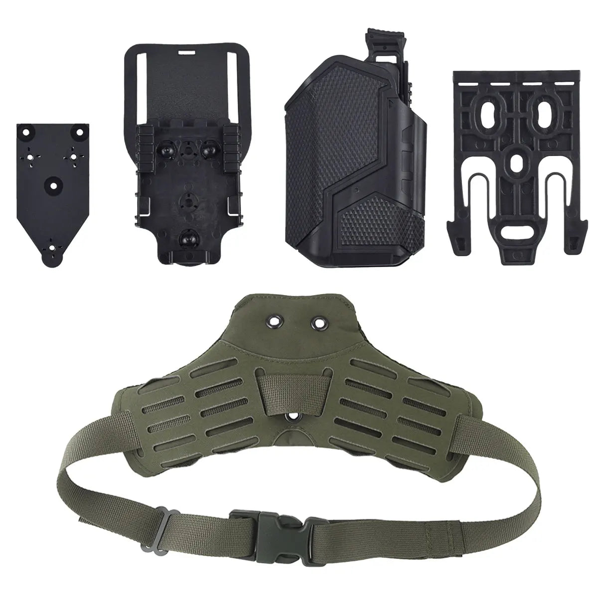 Leg Pistol Holster Thigh Platform Tactical Molle Holster Adapter Base Hunting Mid-Ride Leg Belt Loop with QLS kit Airsoft Gear