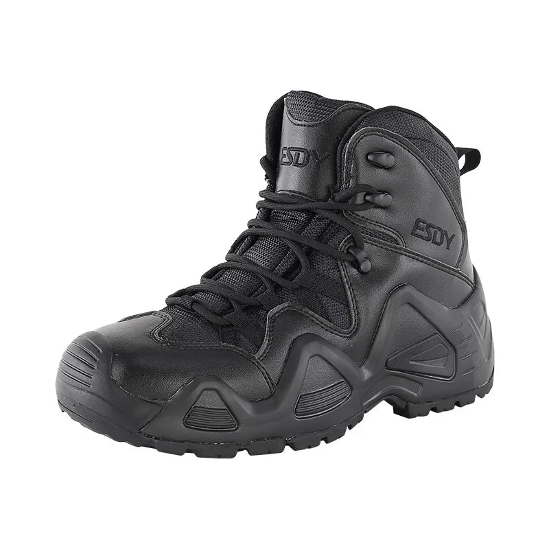 Esdy Men High Tube Outdoor Climbing Hunting Shoes Combat Training Hiking Non-slip Leather Wearproof Tactical Boot
