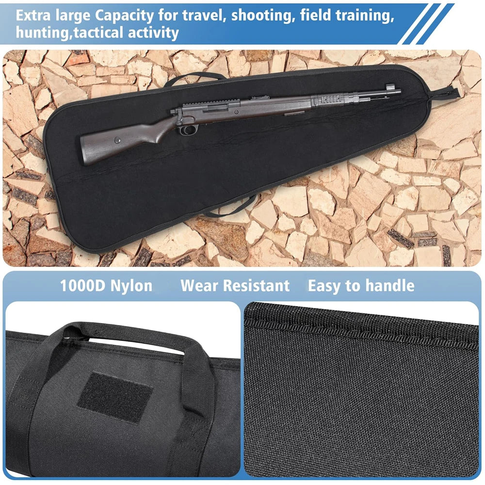 133cm Rifle Gun Case Hunting Gun Storage Bag Gun Carry Pouch Padded Rifle Protective Bag Soft Hunting Bag with Shoulder Strap