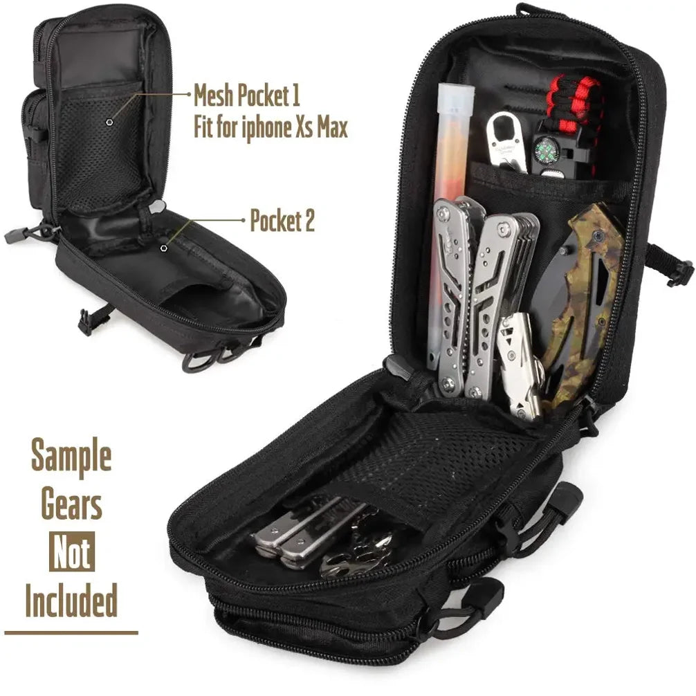 Tactical MOLLE Utility Pouch, EDC Waist Bag for Phone Tool, Mini Outdoor Pack for Hiking Camping Fishing