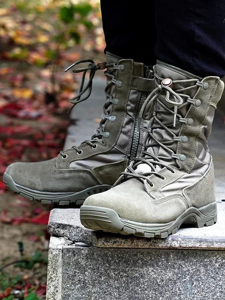 ZS High Top Hiking Boots Green Desert Boots Lightweight Training Shoes Outdoor Trekking Travel Camping Climbing Sports Sneakers