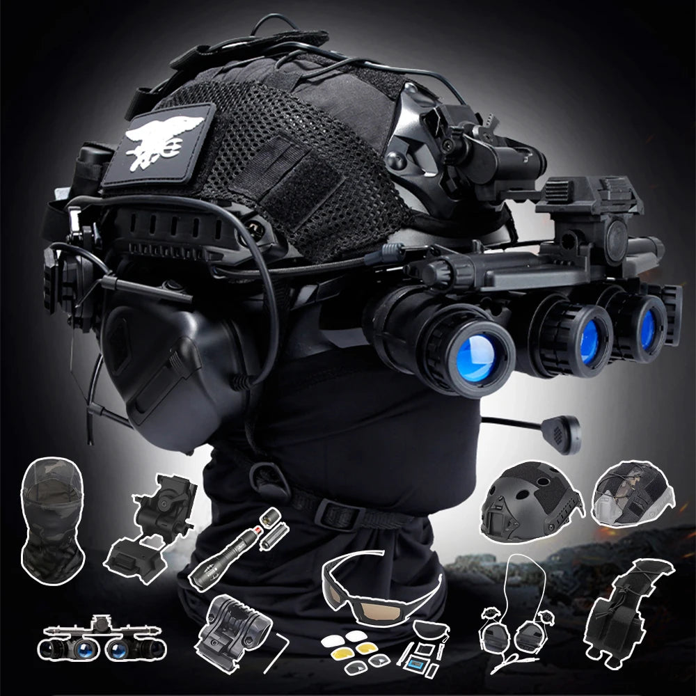 Tactical Ghost COD Helmet Set FAST Special Forces Protective Equipment with Model Glasses Earphones Flashlight for CS Cosplay