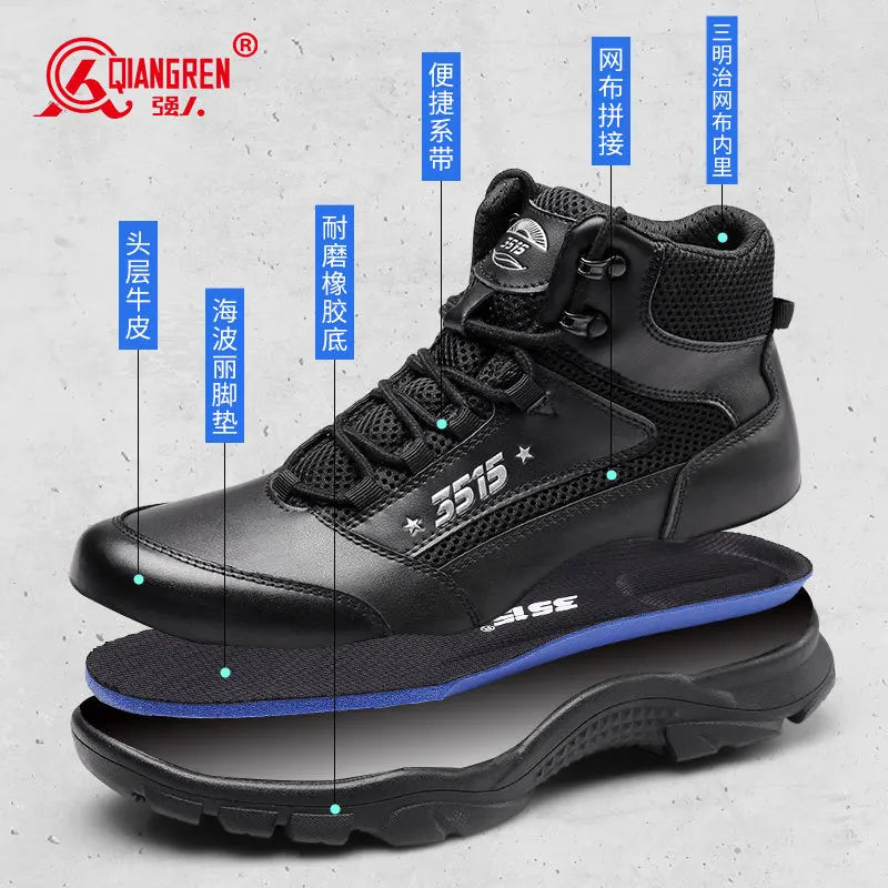 Cow Leather Hiking shoes Men's breathable hunting Boots Tactical Desert Combat Male trekking Women black Sneakers Ankle Boots