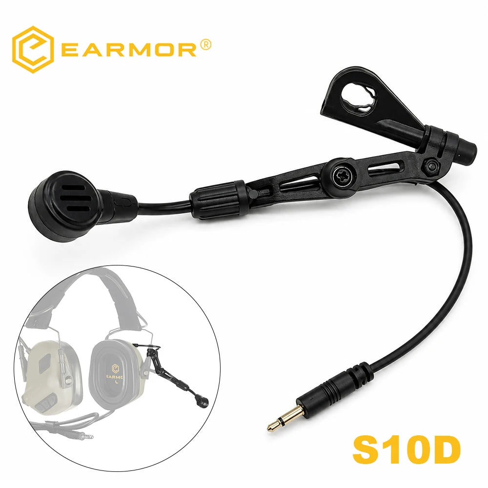 EARMOR S10D，EARMOR Tactical Cantilever Microphone, Detachable Electronic Mic for Hunting Airsoft Shooting Training