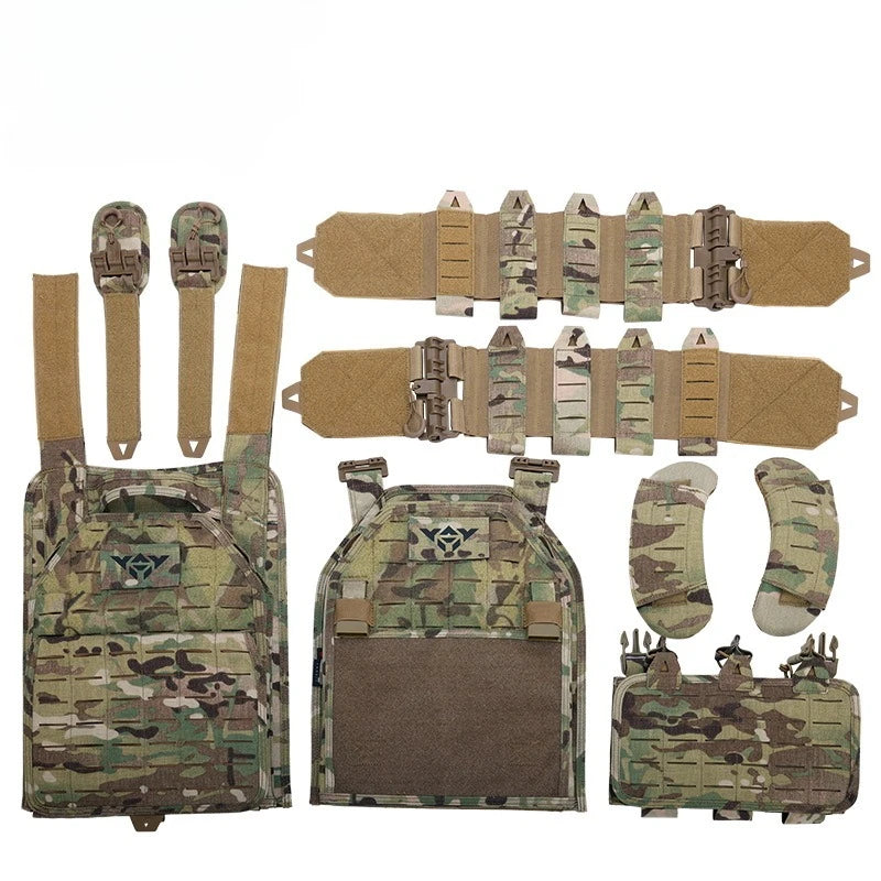 Lightweight Quick Release Camo Tactical Vest Breathable Mesh Multi-Pocket Field Training Combat Vest Durable Scratch Resistant