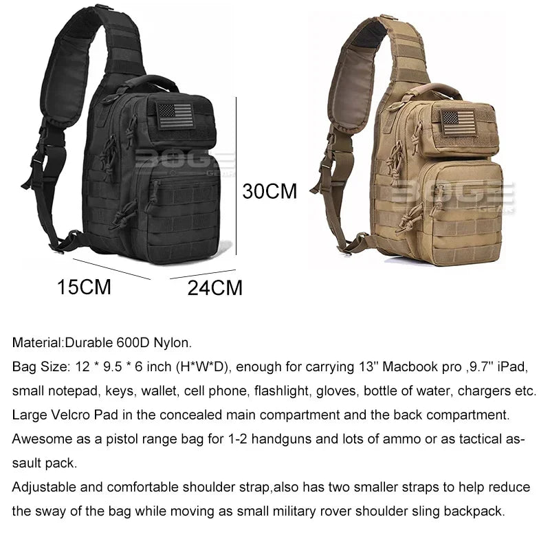 Shoulder Bag Rover Sling Pack Nylon Backpack Molle Assault Range Bag Hunting Accessories Diaper Day Pack Small