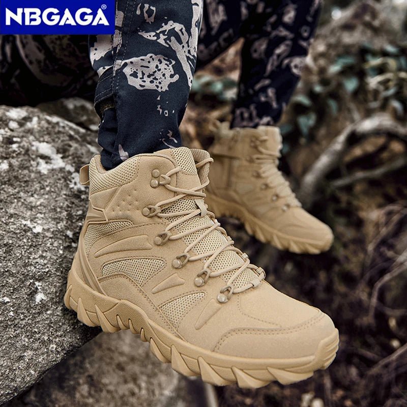 Men's Tactical Hiking Boots, Plus Size Anti-wear Rapid Response Outdoor Combat Training Boots for Hunting Fishing