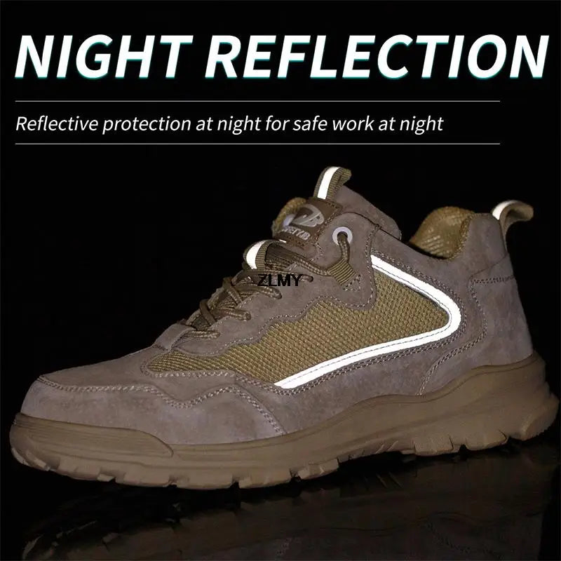 Men Safety Shoes Without Metal Puncture Proof Plastic Toe Work Safety Boots Insulation 6KV Man Work Shoes Reflective Male Shoes