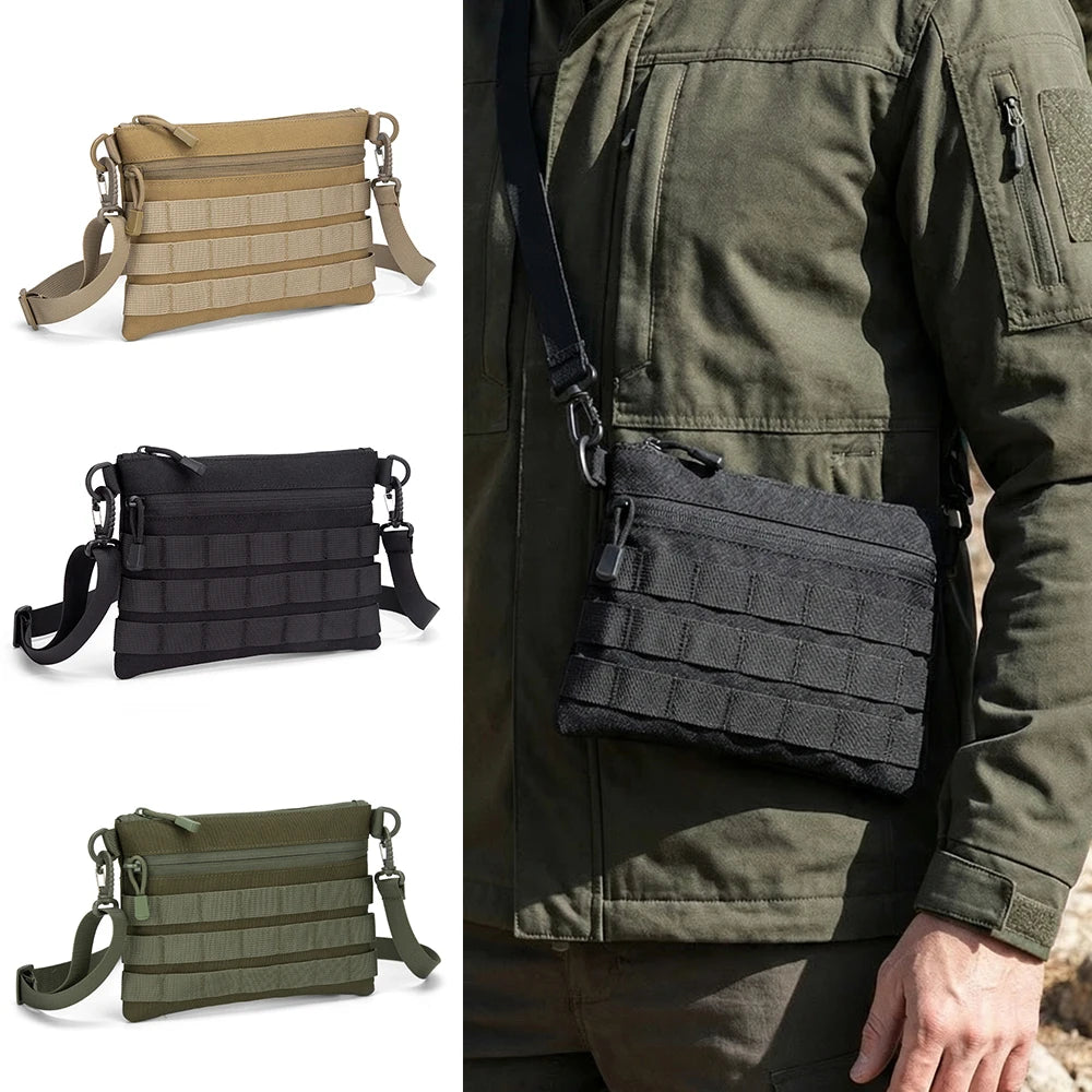 Tactical MOLLE Crossbody Bag 600D Nylon EDC Sling Shoulder Bag with Modular Webbing for Outdoor Hiking Daily Travel