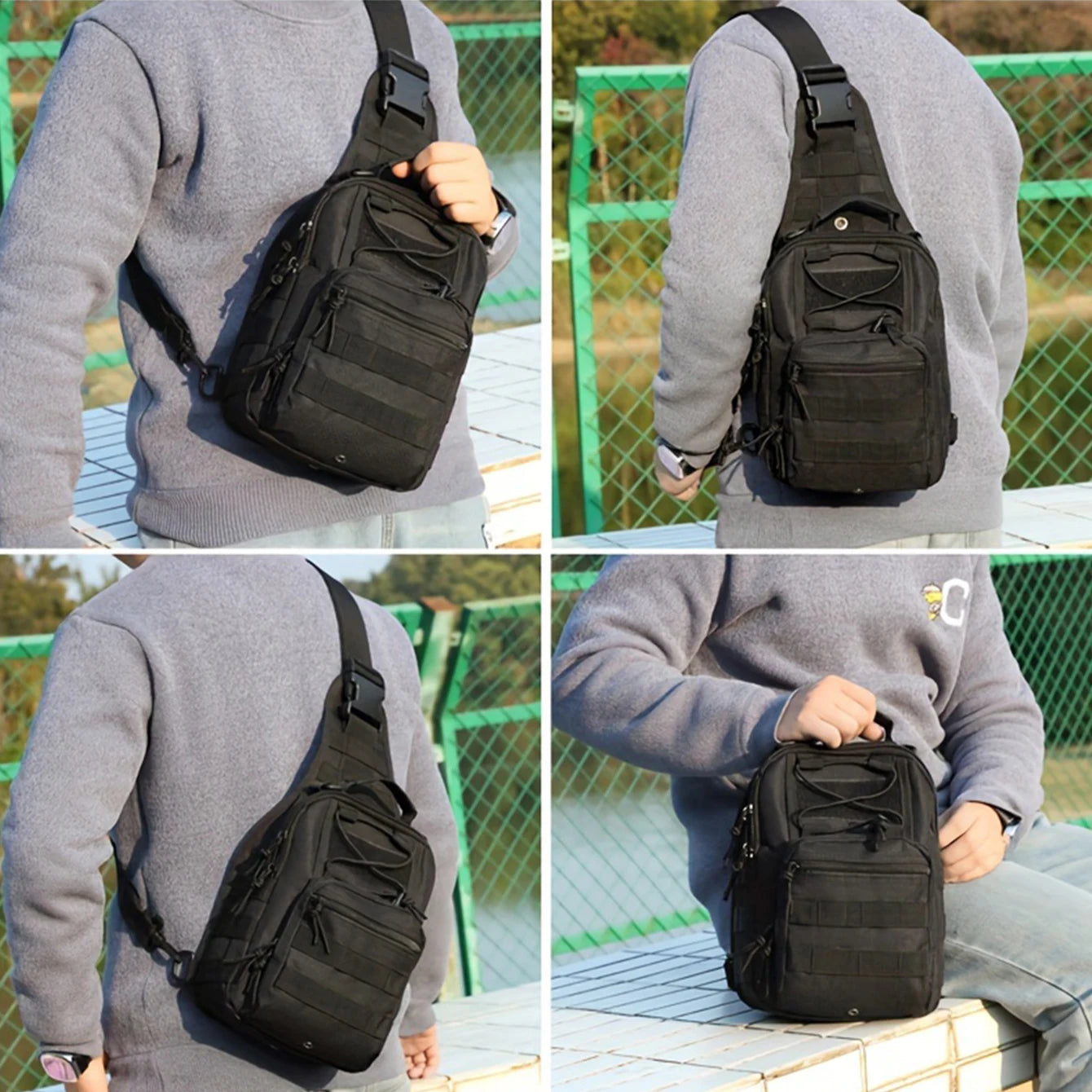 Outdoor multi-functional chest bag MOLLE messenger bag for commuting, cycling, and hiking
