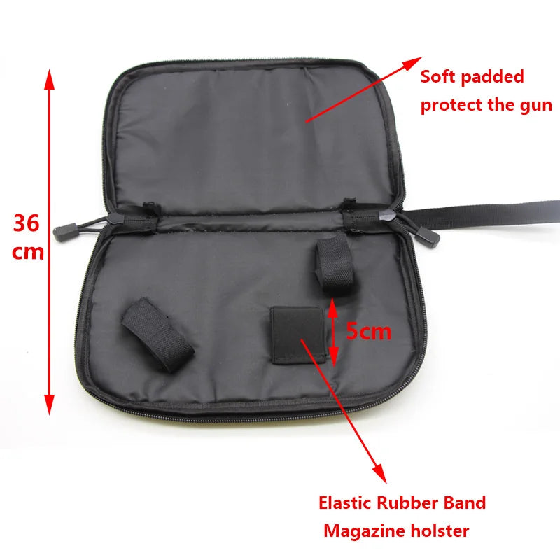 Tactical Pistol Bag Case for GL 17 19 Beretta M9 Universal Gun Bag Holster with Magazine Holder Shockproof Padded Protector