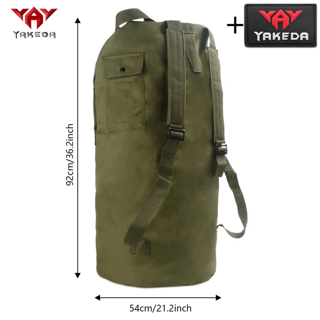YAKEDA cylindrical double shoulder portable large capacity travel bag, thickened wear-resistant fabric, open drawstring storage