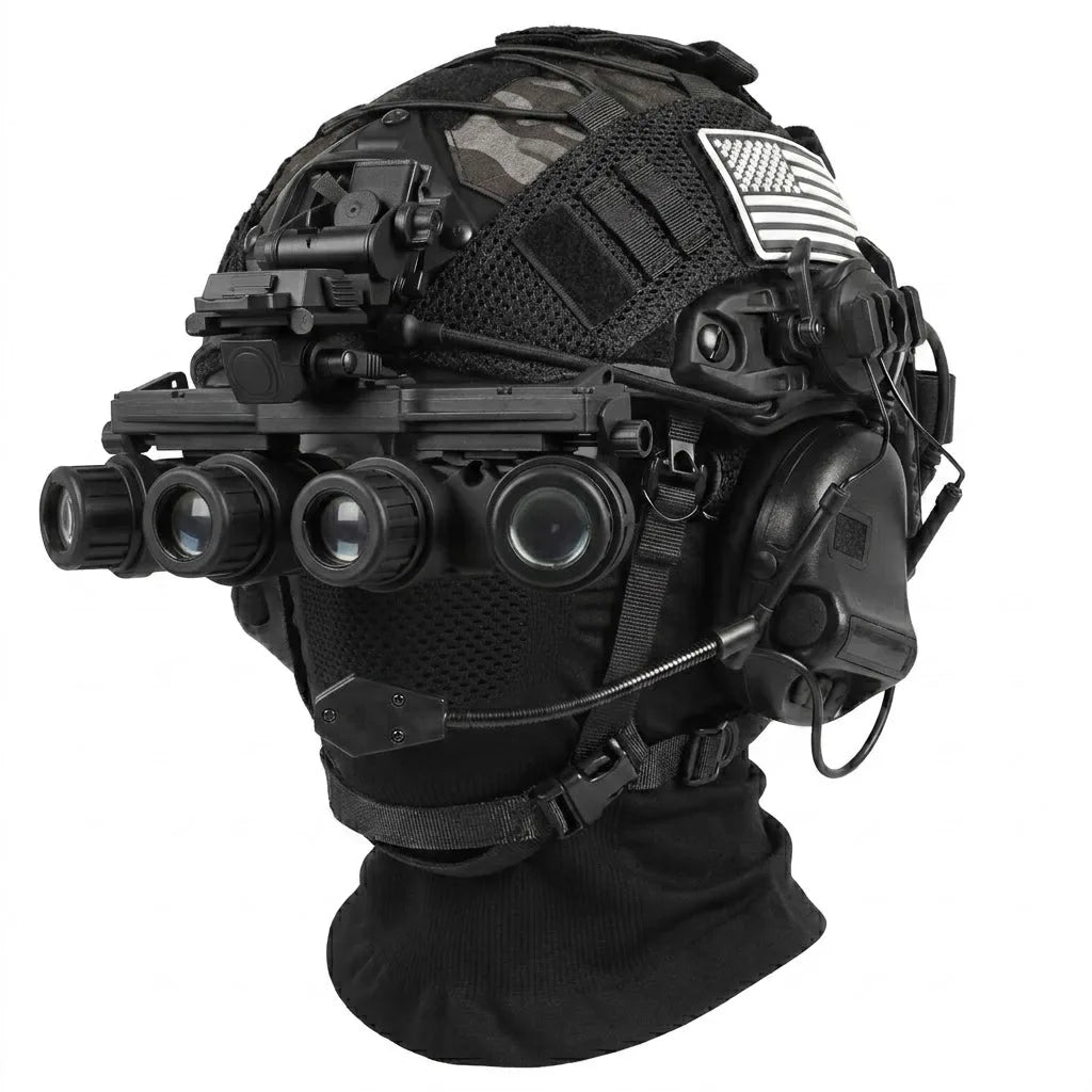 Airsoft Tactical Helmet Set FAST Military Helmet NVG(Model) Mount Headset Steel Mesh Mask Combat Cosplay Gear