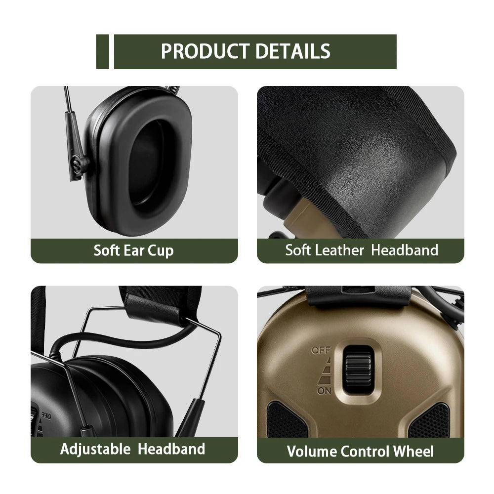 BOOIU Tactical Shooting Bluetooth Headset Anti-noise Shooting Headphones Hearing Protector Foldable Earmuff Helmet Accessories