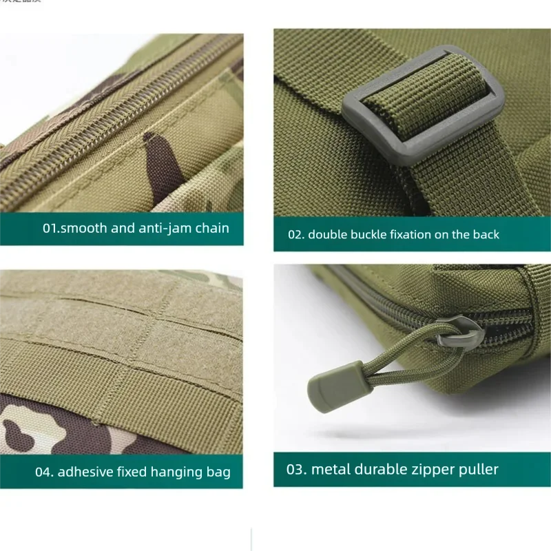 Tactical Molle Waist Pack 600D Waterproof Camo EDC Tool Bag Multifunctional Phone Card Holder Outdoor Camping Commuting Utility