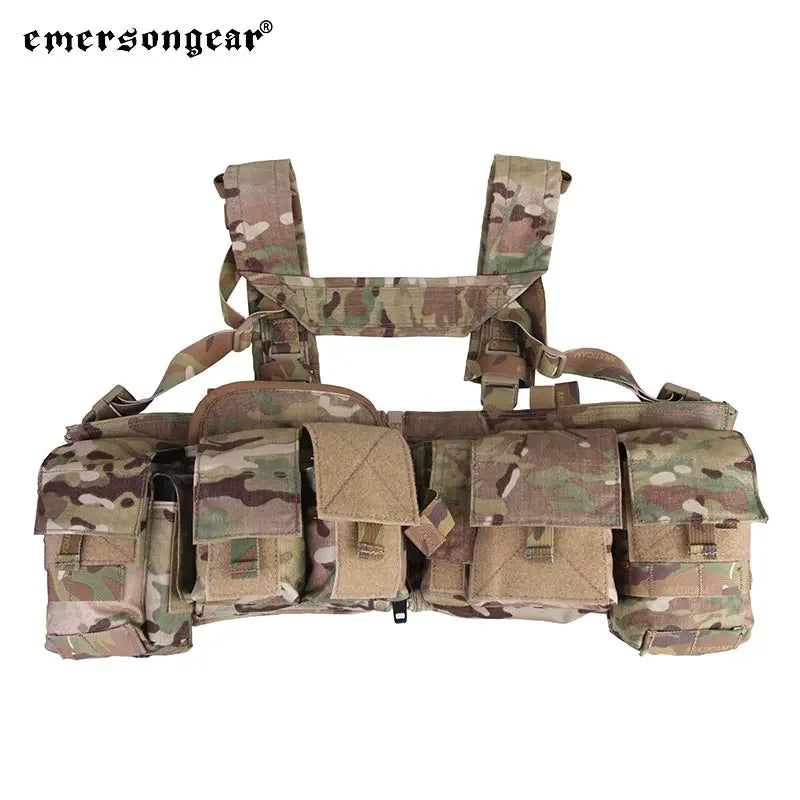 Tactical Chest Rig with5.56/7.62 Magazine Pouch Holder, Pistol Pouch, Wing Pouch, Molle Dangler Pouch UW Gen V Split Front Chest