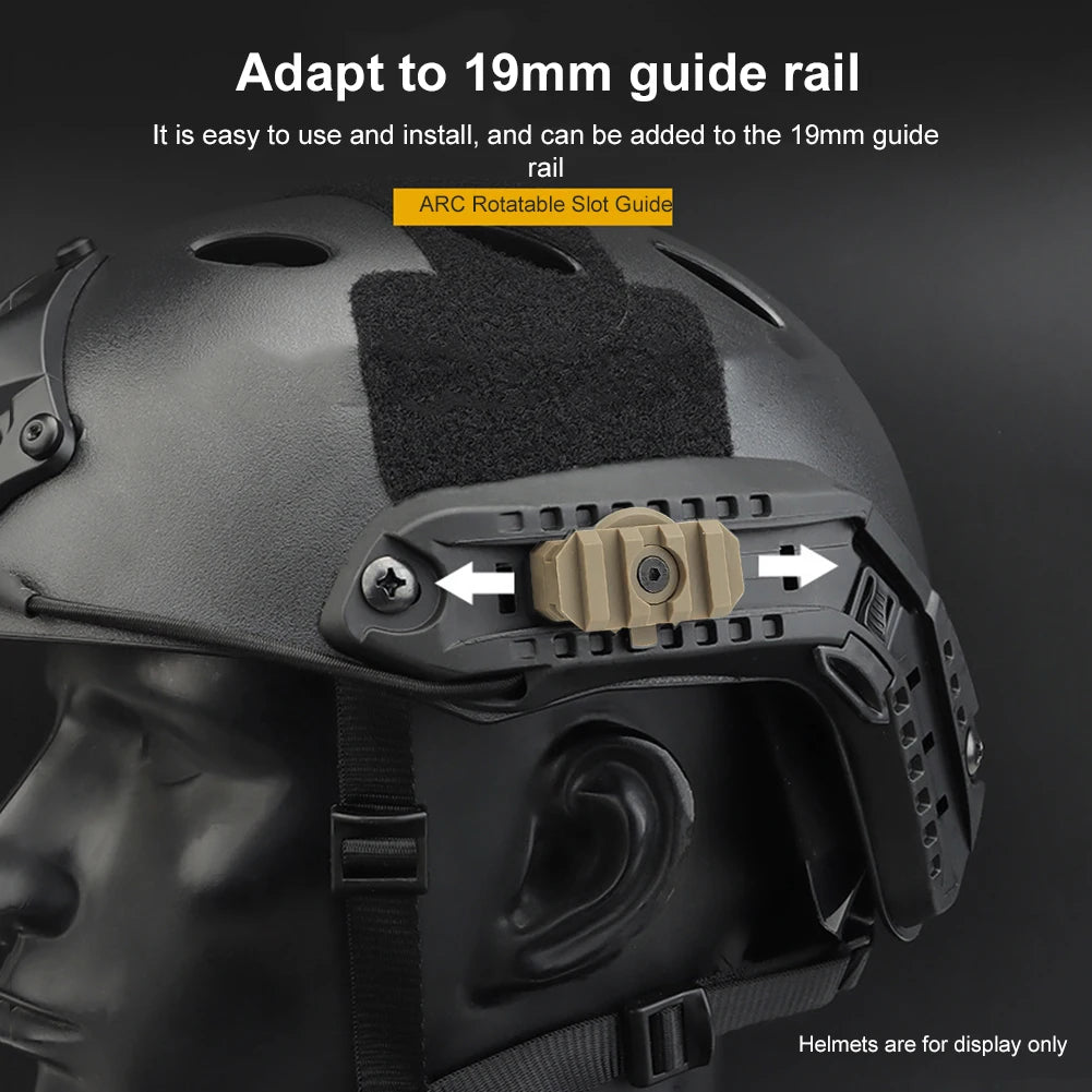 2pcs Helmet Side Guide Rails Adjustable Fast Helmet Mount Adapter Wear Resistant for Outdoor Hunting Paintball Helmet Accessory