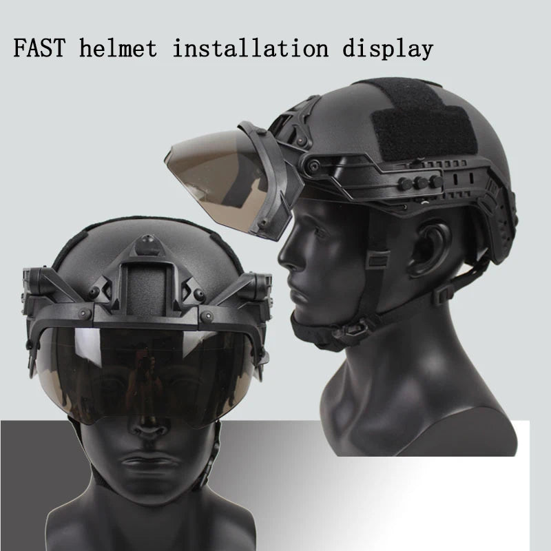 CS Protective Goggles FAST Guided Tactical Helmet OP Goggles 90 Degree Detachable AF Helmet Guided Fog and Riot Prevention