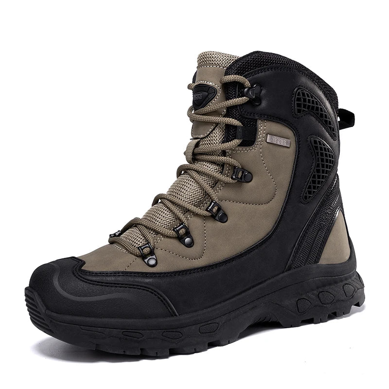 New Men's Mountaineering Boots, Anti Collision and Anti slip, Large Size Outdoor Training and Hiking Boots, High Top Breathable