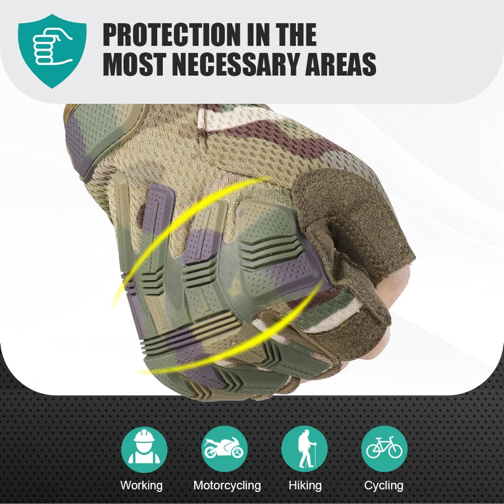 Tactical Half Finger Gloves Outdoor Sport Cycling Hunting Shooting Camping Hiking Combat Bicycle Non-slip Shock-proof Gear Men