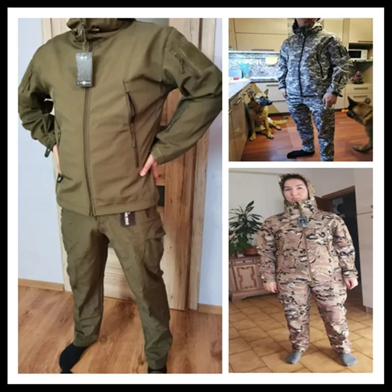 TAD Gear Tactical Softshell  Camouflage Jacket Set Men Windbreaker Wateoutdoorsrproof Hunting Clothes Set Outdoors Jacket