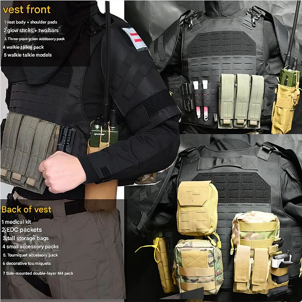 Tactical Vest Set Airsoft Koenig Ghost Full Set Vest with Shoulder Pad Walkie-Talkie Bag First Aid Kit CS Cosplay Equipment