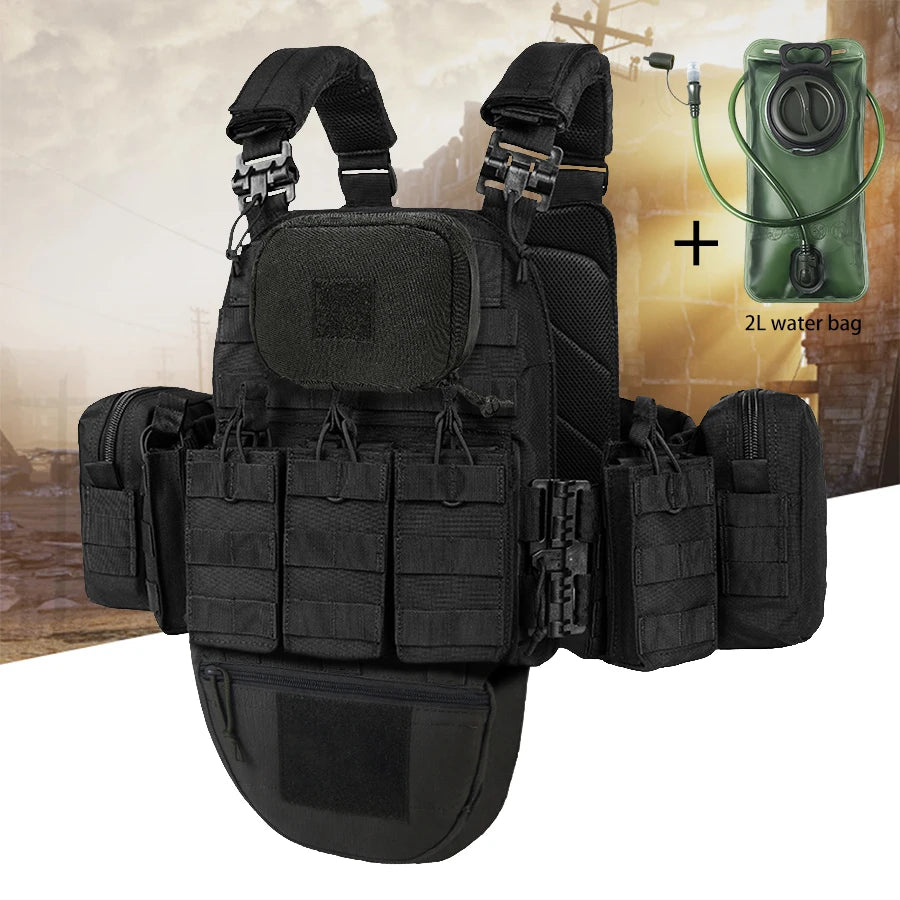 Outdoor Multifunctional Camouflage Vest with 2L Water Bag, Breathable and Comfortable Outdoor Adventure Equipment