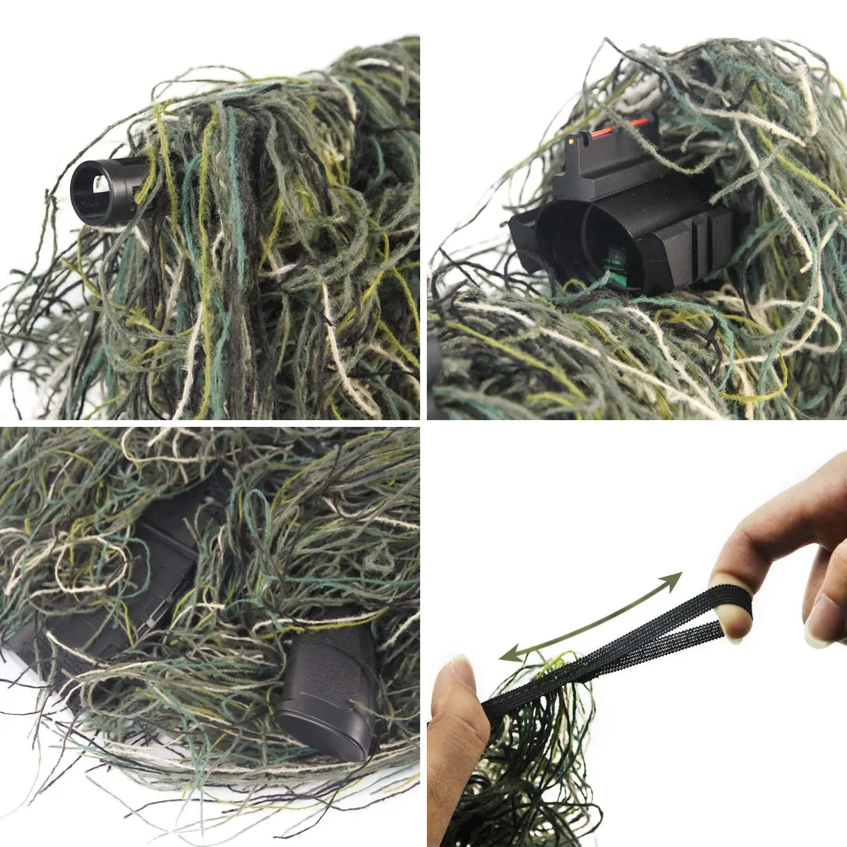 JOAXOR Ghillie Rifle Wrap Forest Rifle Concealment Wrap Tactical Camouflage Rifle Cover for Hunting Shooting Photography