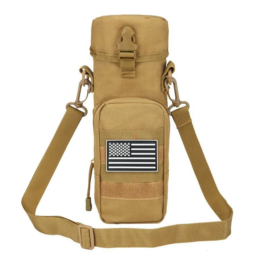 Single shoulder crossbody sports water bottle bag with a detachable cylindrical buckle design and front auxiliary pocket