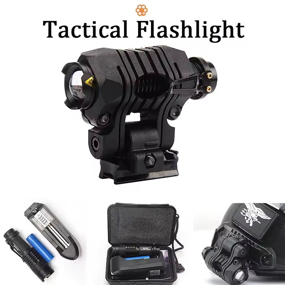 Tactical Airsoft Helmet Set With PVS14 Bracket Binocular Night Vision Goggles Model Signal Light Battery Pouch for Shooting Game