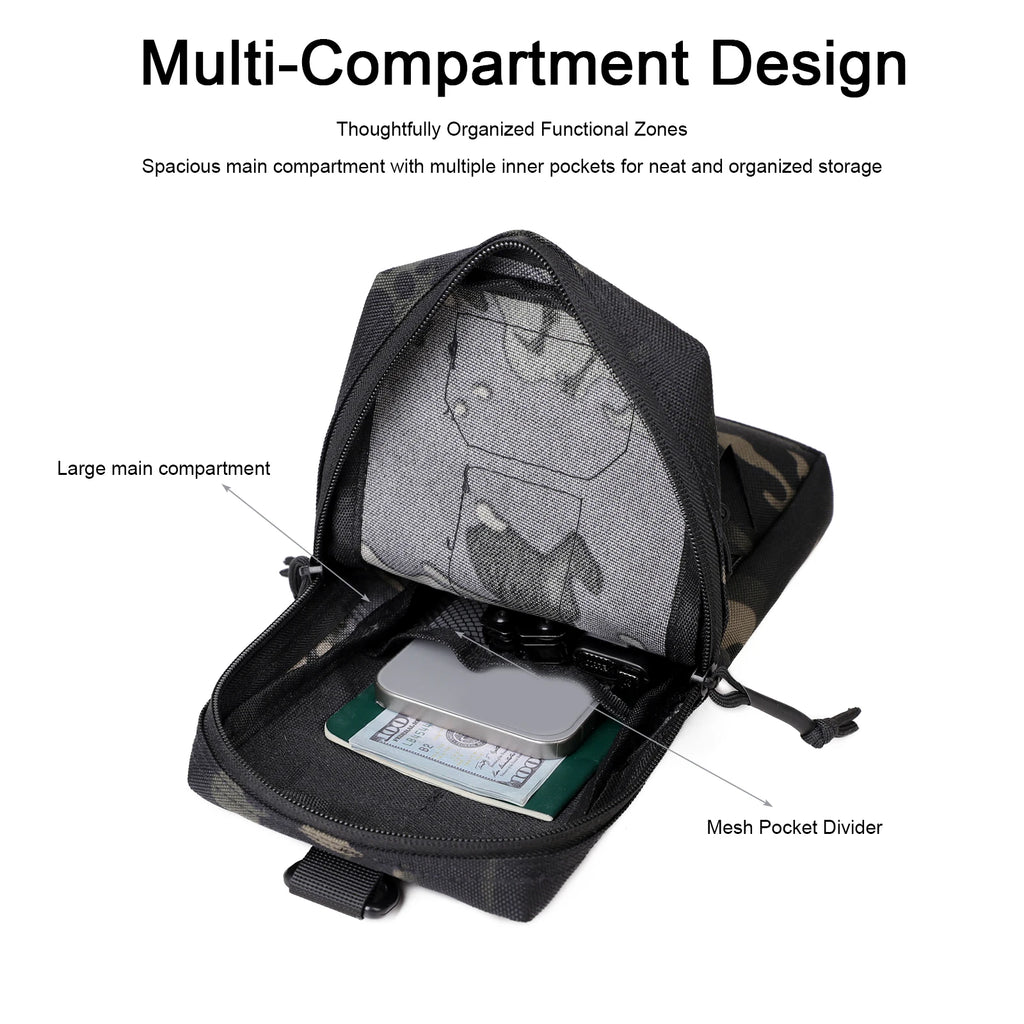 Molle Utility Tool Pouches with Drainage Hole Quick-Release Waist Belt Bag Tactical EDC Pouch Gadget Organizer Pocket for Campin