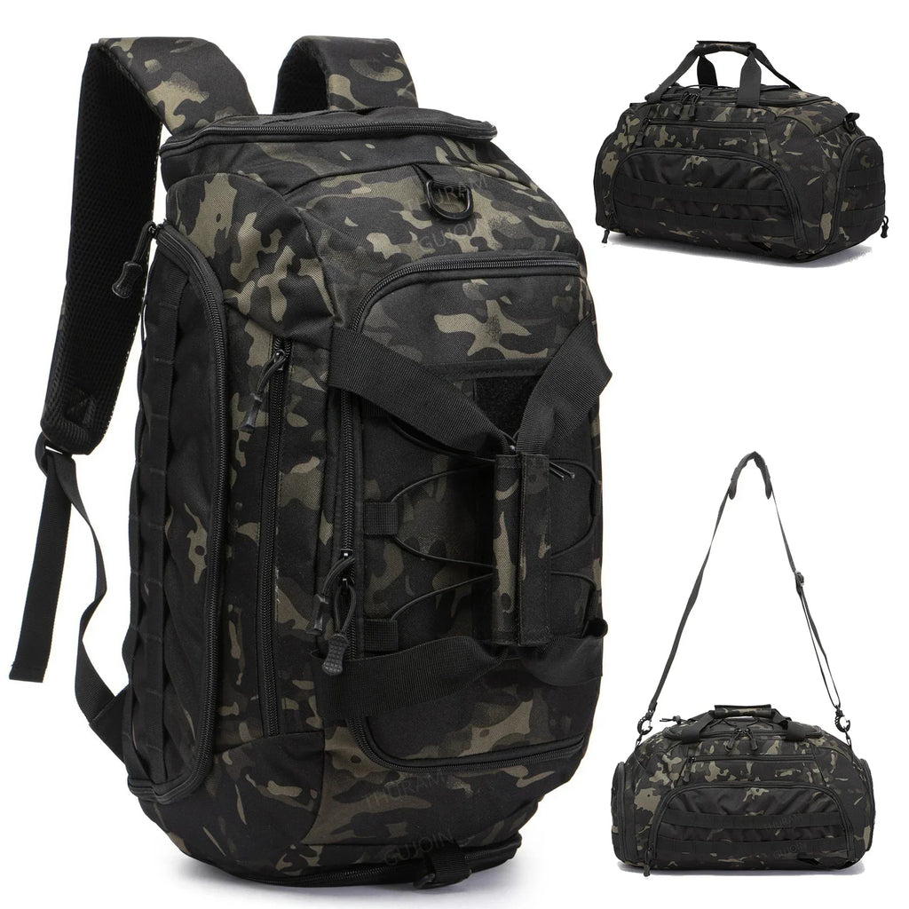 3-in-1 Tactical Gym Backpack with Shoe Compartment Convertible Duffel Sling Bag for Men Women Weekender Overnight Travel Bag
