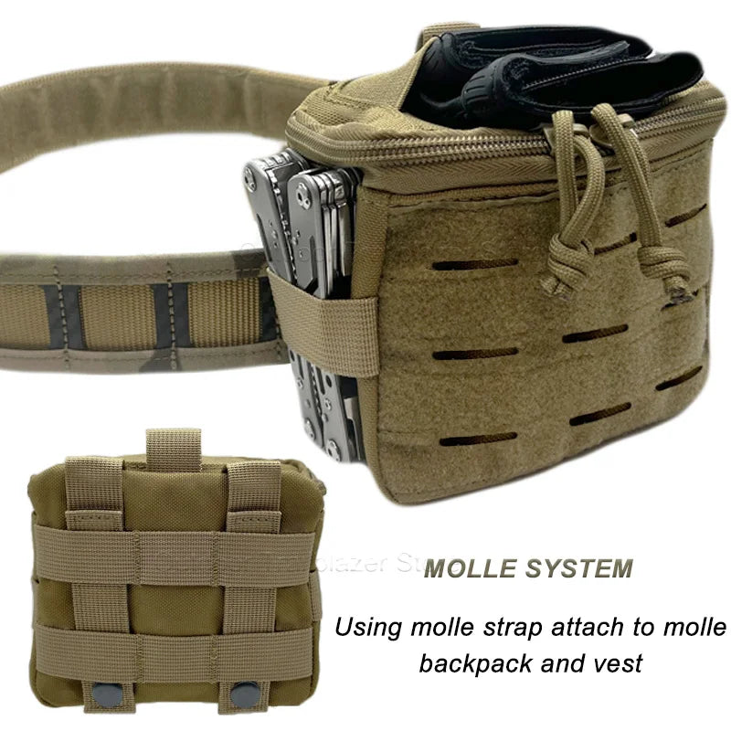Tactical  Molle Pouch Utility Pouch Top Elastic Opening Multi-Purpose Waist Bag Outdoor Hunting Gloves  EDC Tool Bag Poop Bag