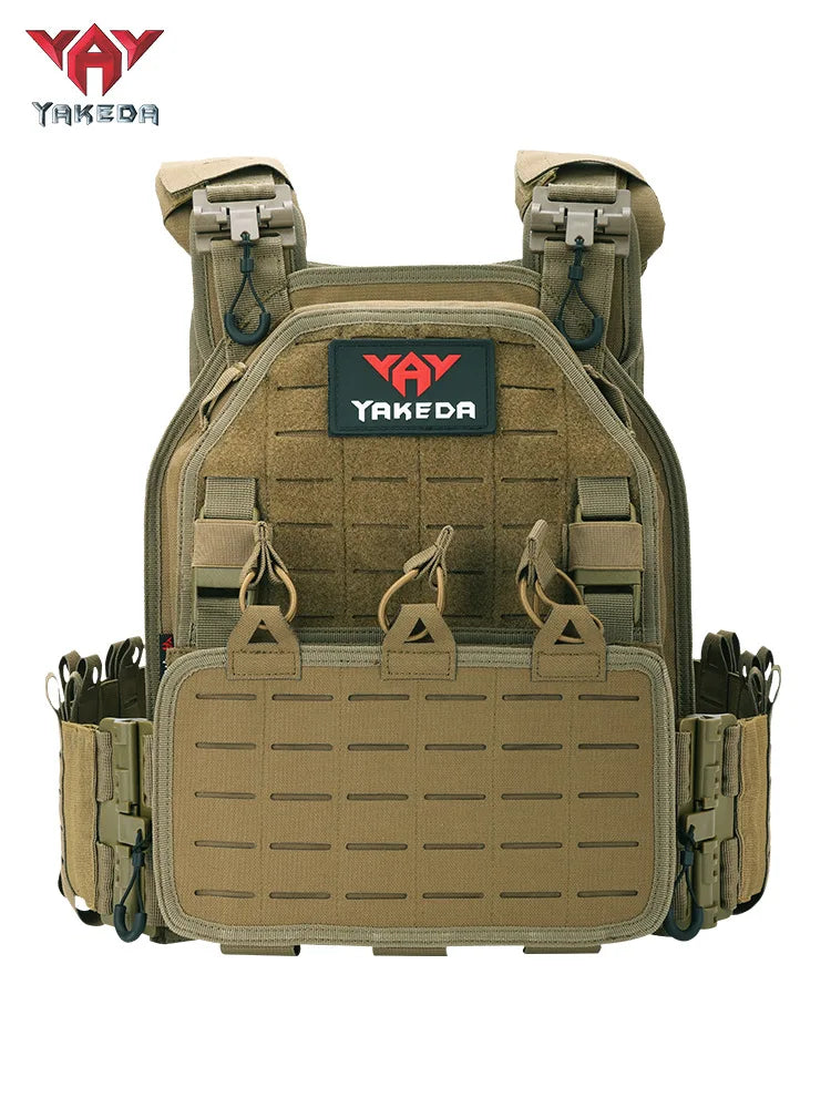 YAKEDA Tactical Plate Carrier Vest,Military Molle Assault Vest with Quick Release Buckles,Adjustable Padded Straps,1000D Nylon