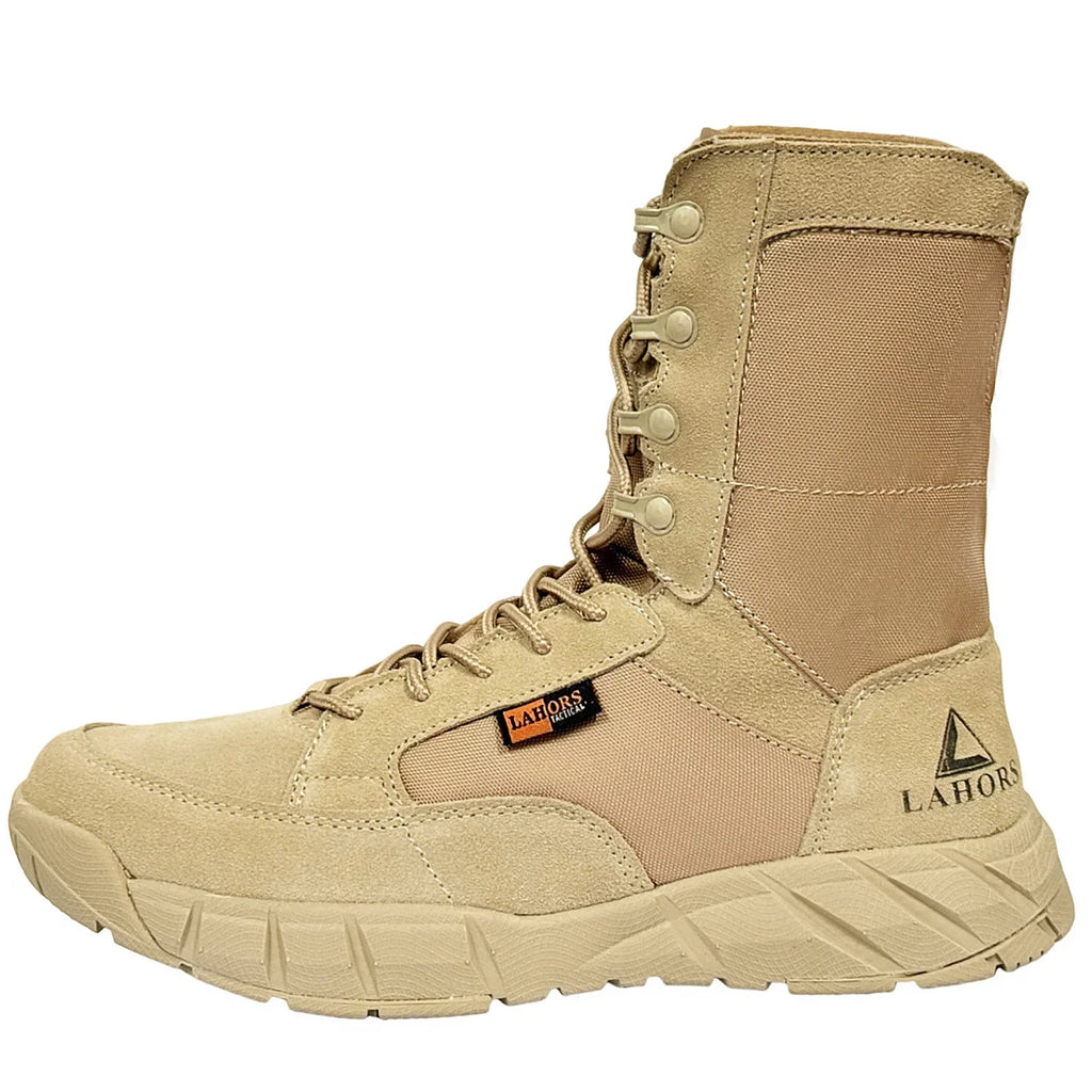 LAHORS® Original Lightweight Man Tactical Boots With Zip Combat Training Lace Up Waterproof Outdoor Hiking Breathable Shoes