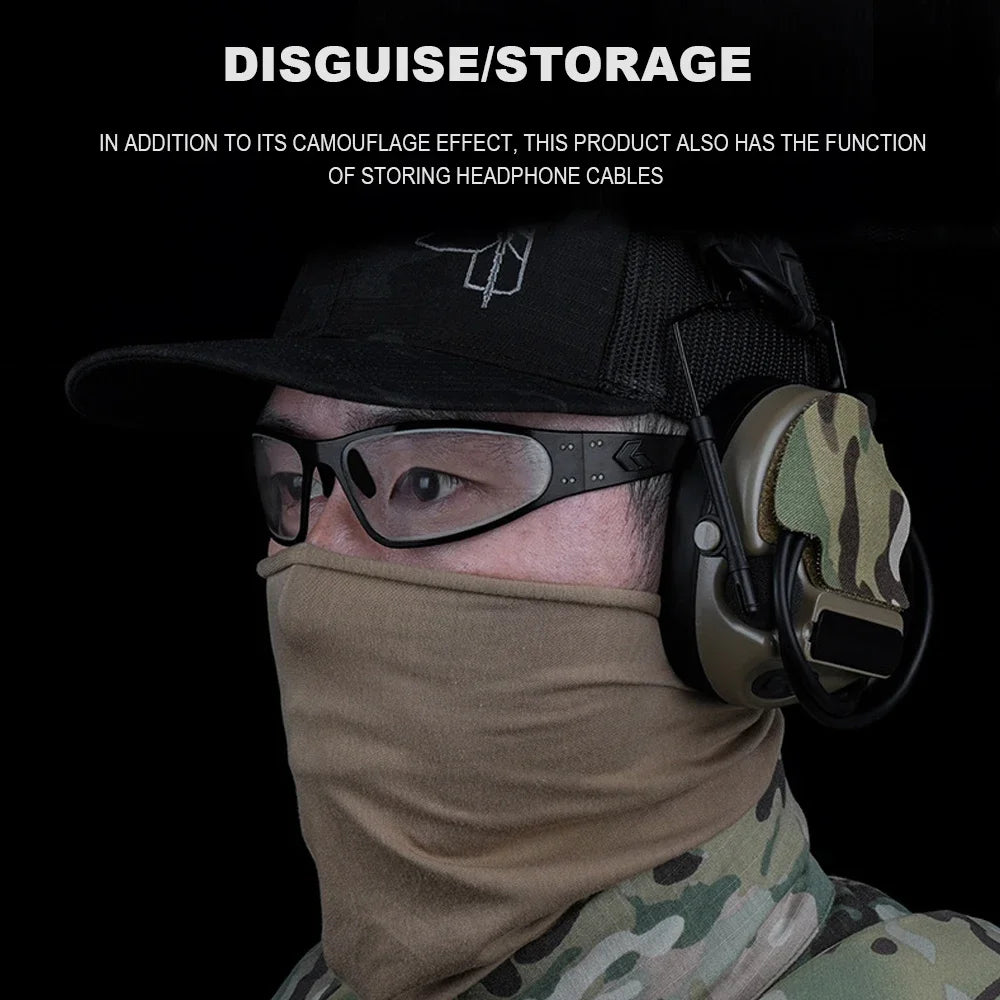 1Pair Hunting Headset Cable Storage Organizer Camouflage DIY Sticker Magic Patch for ComTac(ⅡⅢⅤⅥ) Hunting Shooting  Headphon