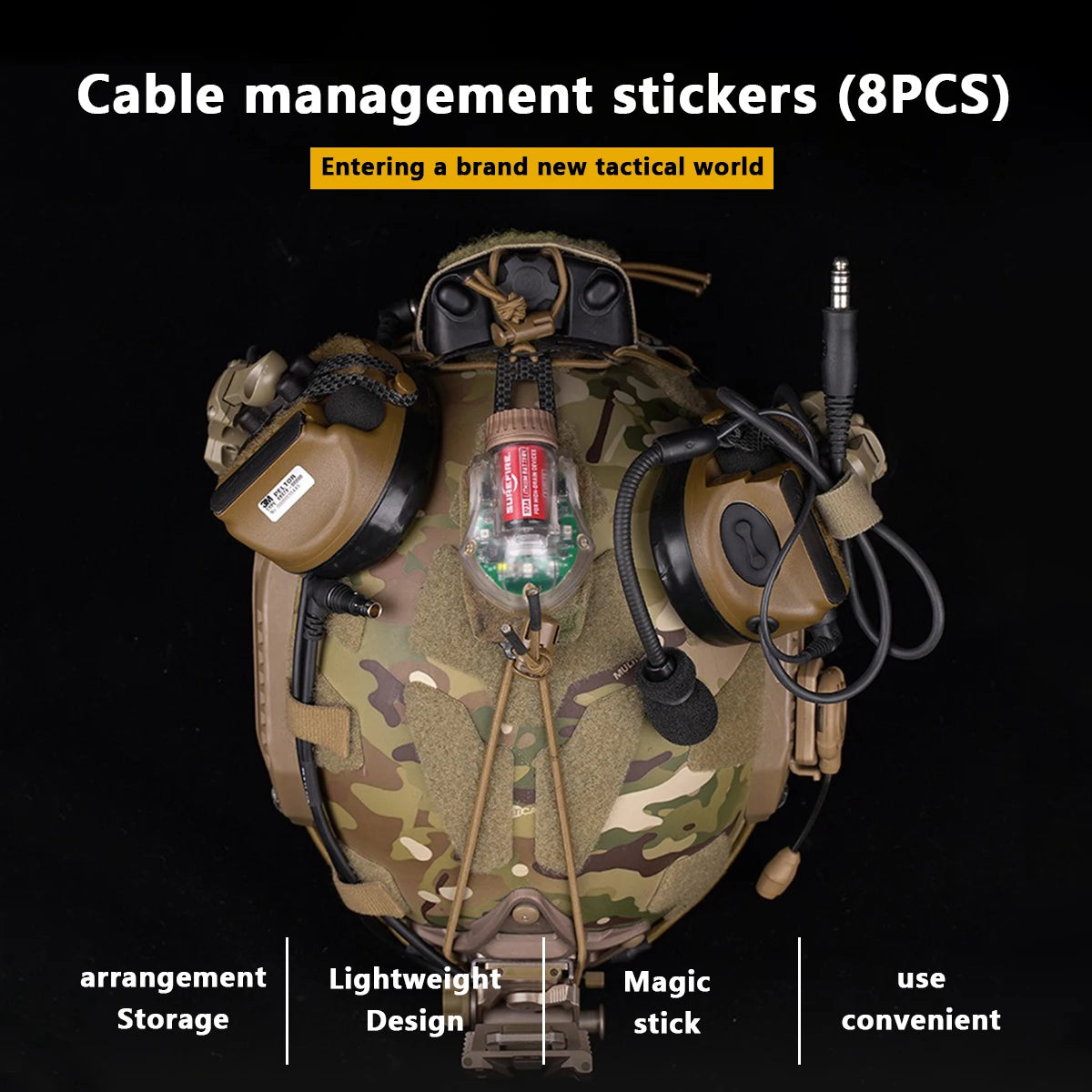 Tactical Helmet Cable Management Kits Wires Cord Collected Organizer Hook NVG Comms Loop Straps Accessories 8pcs High Quality