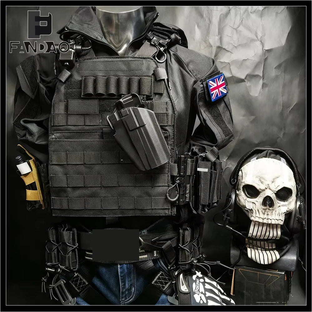 Tactical Ghost Full Set of Equipment Airsoft Cod Vest Jackets Belt Mask Gloves Gear for Outdoor CS Gaming Call of Duty Cosplay