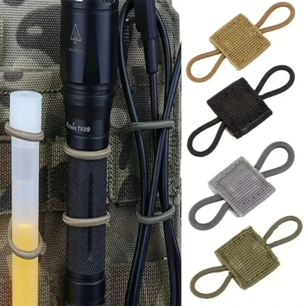 10pcs Elastic Nylon Webbing Ribbon Buckle Outdoor Hiking Hunting Backpack Vest MOLLE PTT Antenna Stick Pipe Binding Retainer