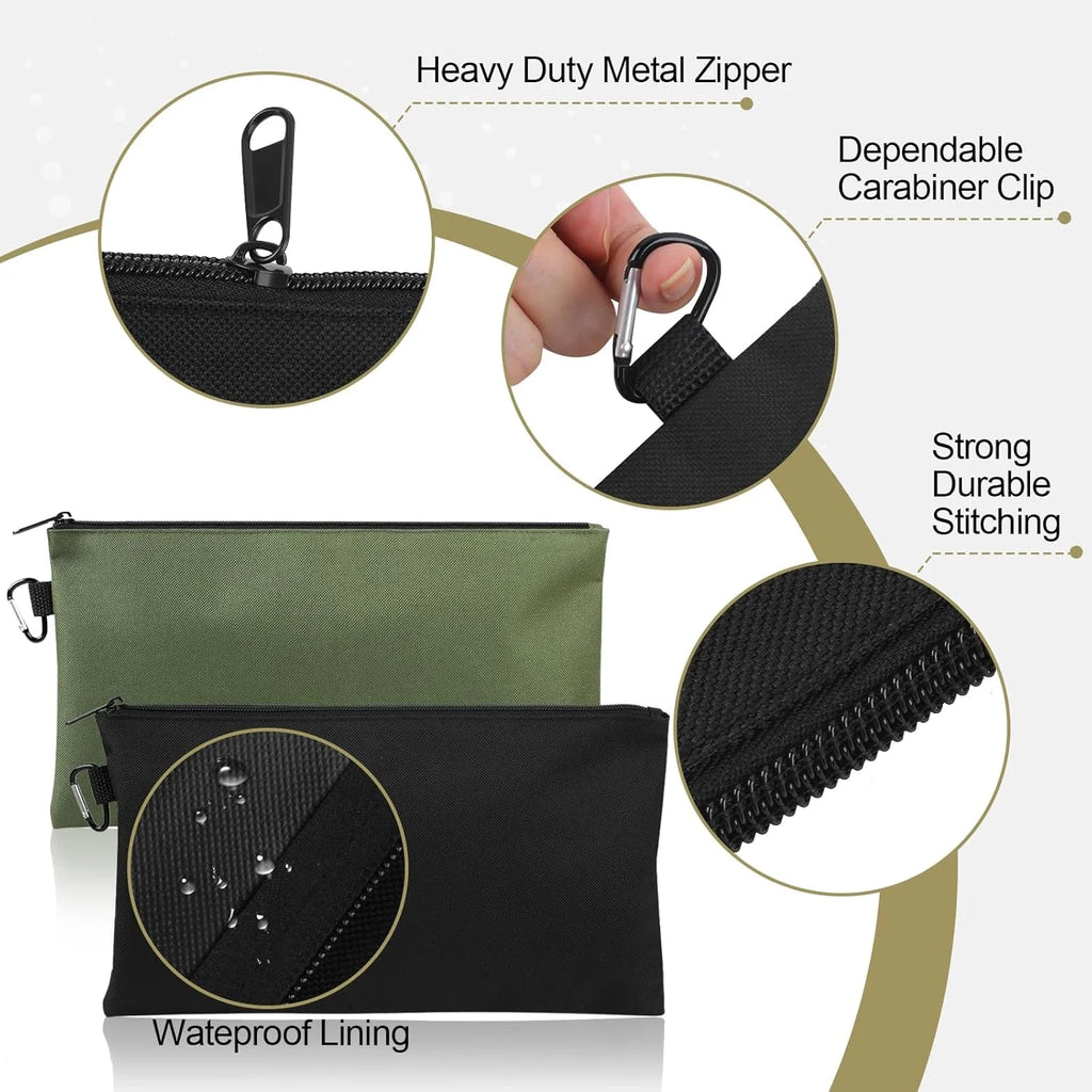 5Pcs/Set Wear Resistant Zipper Tool Bag Multi-functional Tool Storage Pouch Portable Organizer Bag for Electrician Woodworking Gardening Camping Daily Use