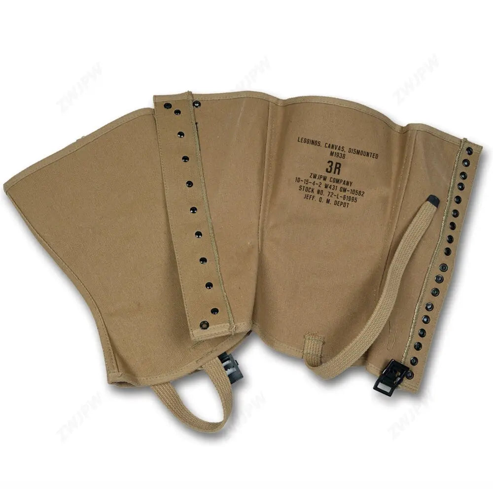 WWII WW2 US Army M1938 Outdoors Canvas Leggings Feet Wear High Quality Outdoor